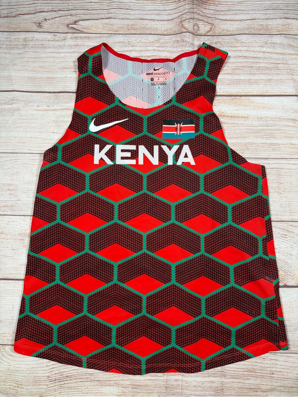 Nike Aetoswift Kenya Red‎ & Green Jersey Athletic Tank Top